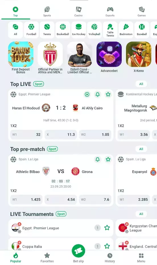 Приложение Лайнбет