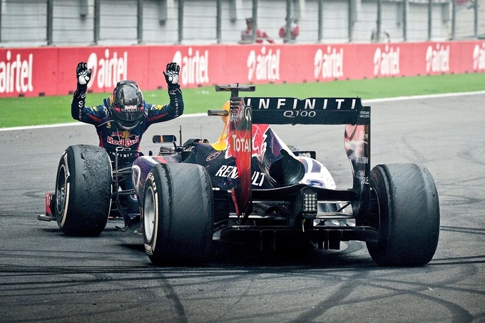 Sebastian Vettel after winning the 2013 Indian grand Prix. : r/formula1