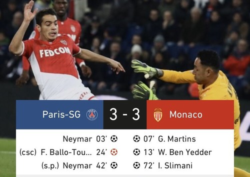 Триллер! ПСЖ и Монако выдали феерический матч, забив по три гола