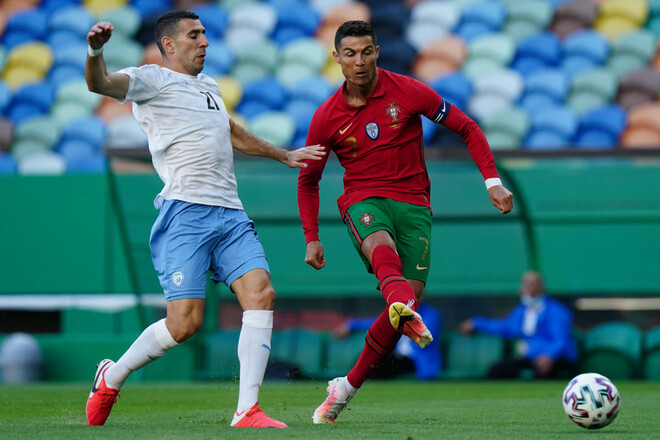 ВИДЕО. Роналду забил гол в ворота Израиля в репетиции накануне Евро-2020