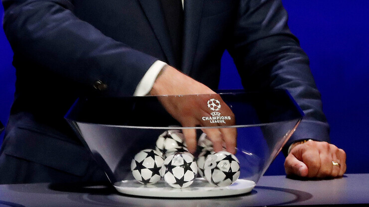 The draw for the 1/8 finals of the Champions League.  Text transmission