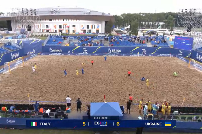 Пляжный футбол. Украина выиграла у Италии на старте Европейских игр