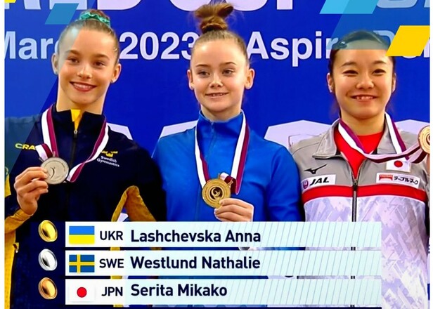 15-річна Лащевська виграла на брусах етап КС зі спортивної гімнастики