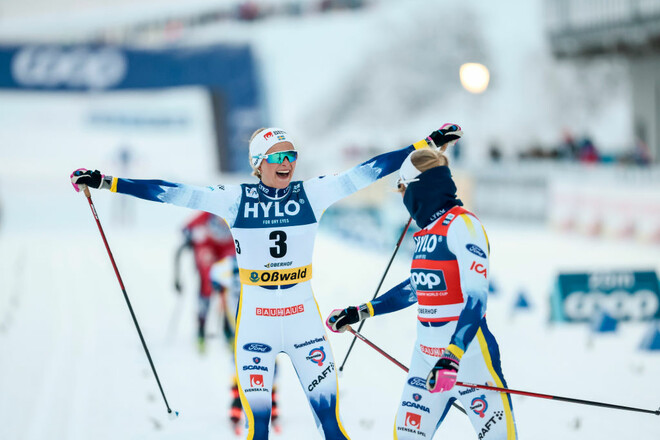 Лыжные гонки. Шведы оформили победный дубль в миксте в Гомсе