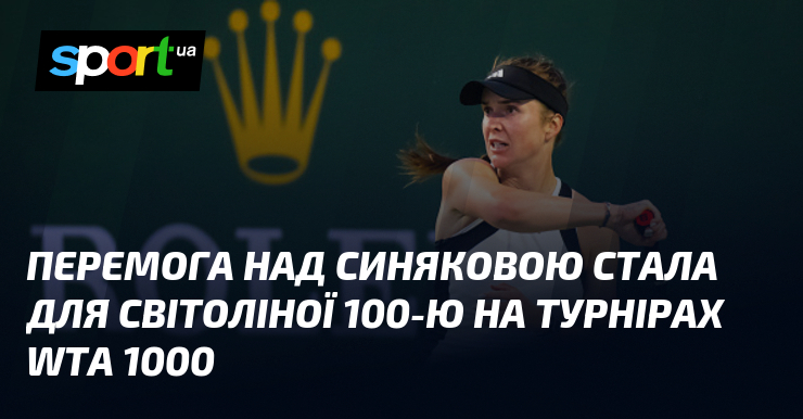 Світоліна досягла 100-ї перемоги на турнірах WTA 1000, перемігши Синякову