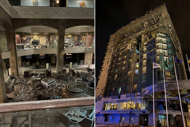 Через ракетну атаку пошкоджено готель Kharkiv Palace в центрі Харкова