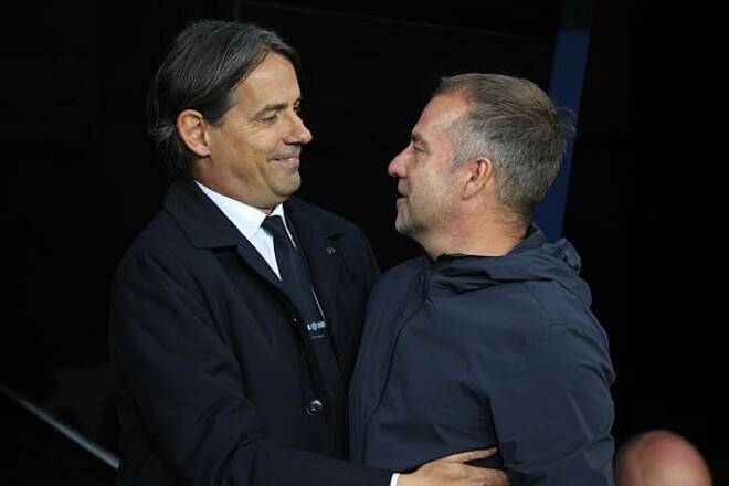 ВИДЕО. Реакция Флика и Индзаги после матча, в котором забили шесть голов