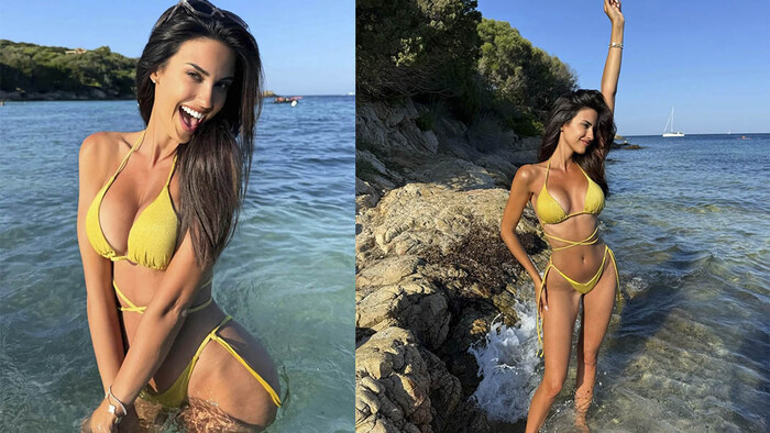 ФОТО. Футбольная журналистка в жёлтом бикини очаровала позой. Огонь