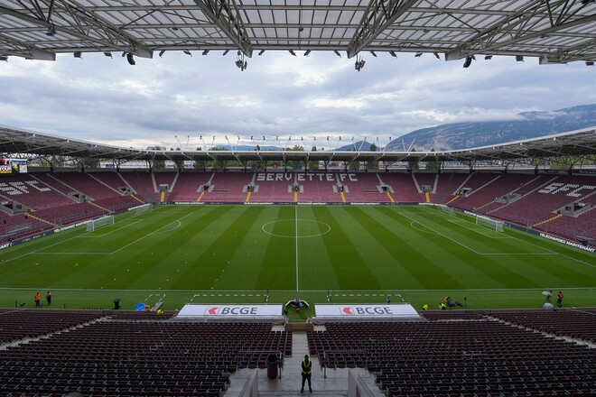 ФОТО. Шахтер показал, как выглядит Стад де Женева накануне матча Q4 ЛК