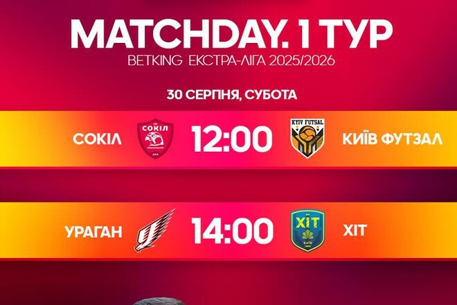 Екстраліга з футзалу. Матчі 30 серпня. Дивитися онлайн LIVE