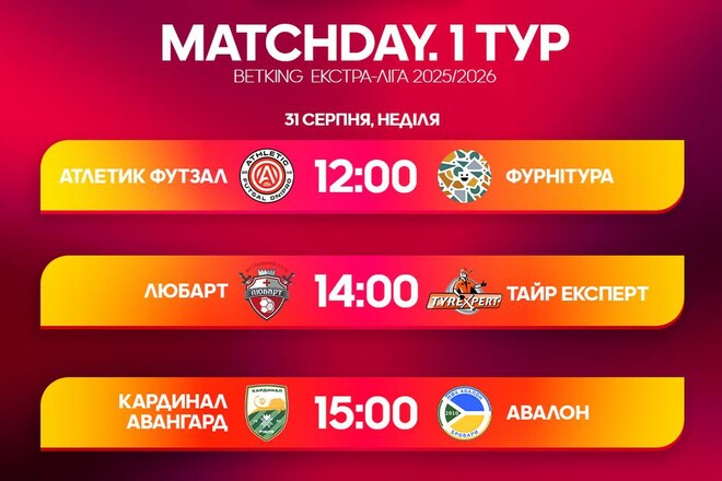 Екстраліга з футзалу. Матчі 31 серпня. Дивитися онлайн LIVE