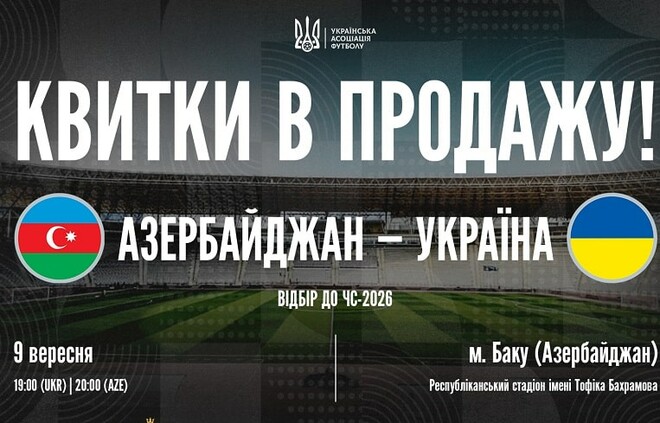 П'ять манатів. Азербайджан – Україна: розпочато продаж квитків на матч
