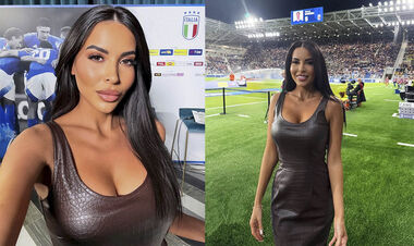 ФОТО. Красота на матче сборной Италии. Журналистка покорила стадион