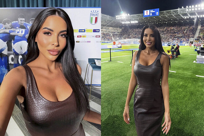 ФОТО. Красота на матче сборной Италии. Журналистка покорила стадион