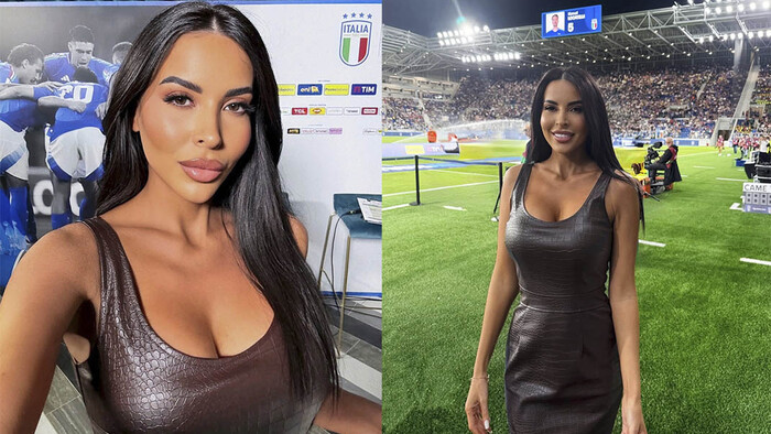 ФОТО. Красота на матче сборной Италии. Журналистка покорила стадион