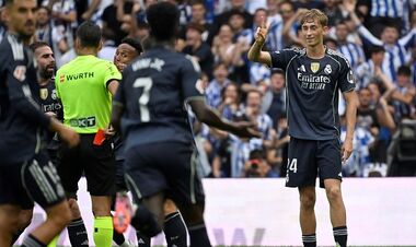 ФОТО. Центральный защитник Реала получил красную в матче с Реалом Сосьедад