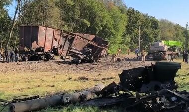 Детонация снарядов в грузовом поезде. Повреждена железная дорога под Киевом