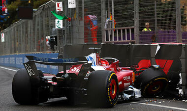 ВИДЕО. Лидер Феррари влетел в стену во время квалификации в Азербайджане