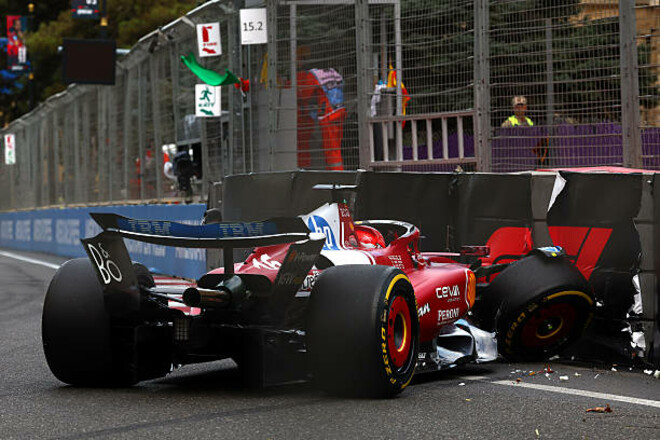 ВІДЕО. Лідер Феррарі влетів у стіну під час кваліфікації в Азербайджані