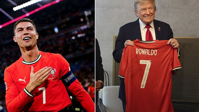 ФОТО. Роналду подарил футболку Трампу. И обратился с важным посланием
