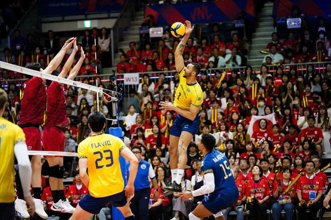 Ліга націй з волейболу. Бразилія впевнено обіграла Японію на її майданчику
