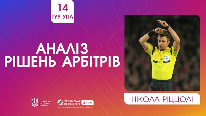 ВИДЕО. Риццоли прокомментировал спорные судейские моменты 14-го тура УПЛ