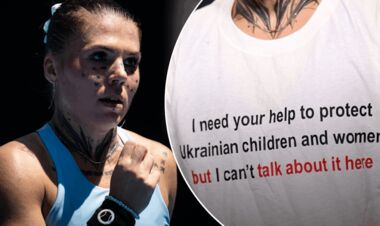 ФОТО. З яким написом на футболці Олійникова прийшла на прес-конференцію?