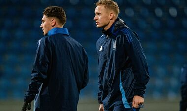 ФОТО. Предматчевая тренировка сборной Украины прошла под дождем