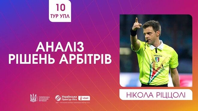 ВІДЕО. Ріццолі прокоментував спірні суддівські моменти 10-го туру УПЛ
