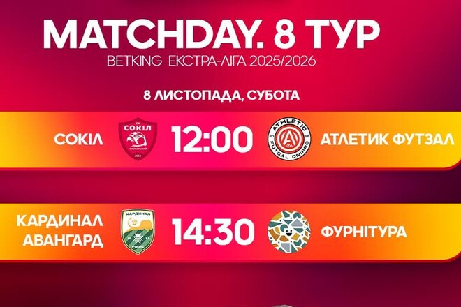 Сокіл – Атлетік, Кардинал – Фурнітура. ЧУ з футзалу. Дивитися онлайн LIVE