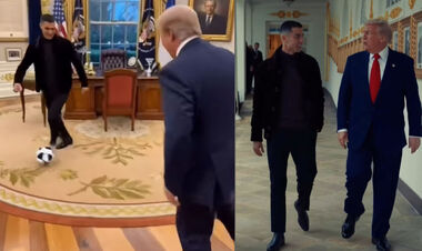 ВИДЕО. Криштиану Роналду сыграл в футбол с Дональдом Трампом