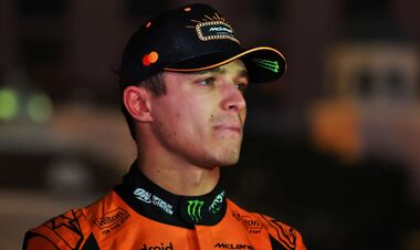 Lando Norris reacts to the disqualification in Las Vegas
