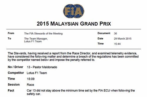 Гран При Малайзии: три гонщика получили штрафные баллы