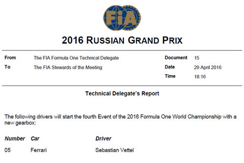 Гран При России: Феттель потеряет пять позиций на старте